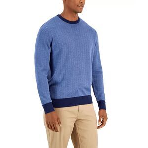 Club Room Men's Herringbone Sweater - Navy Blue M